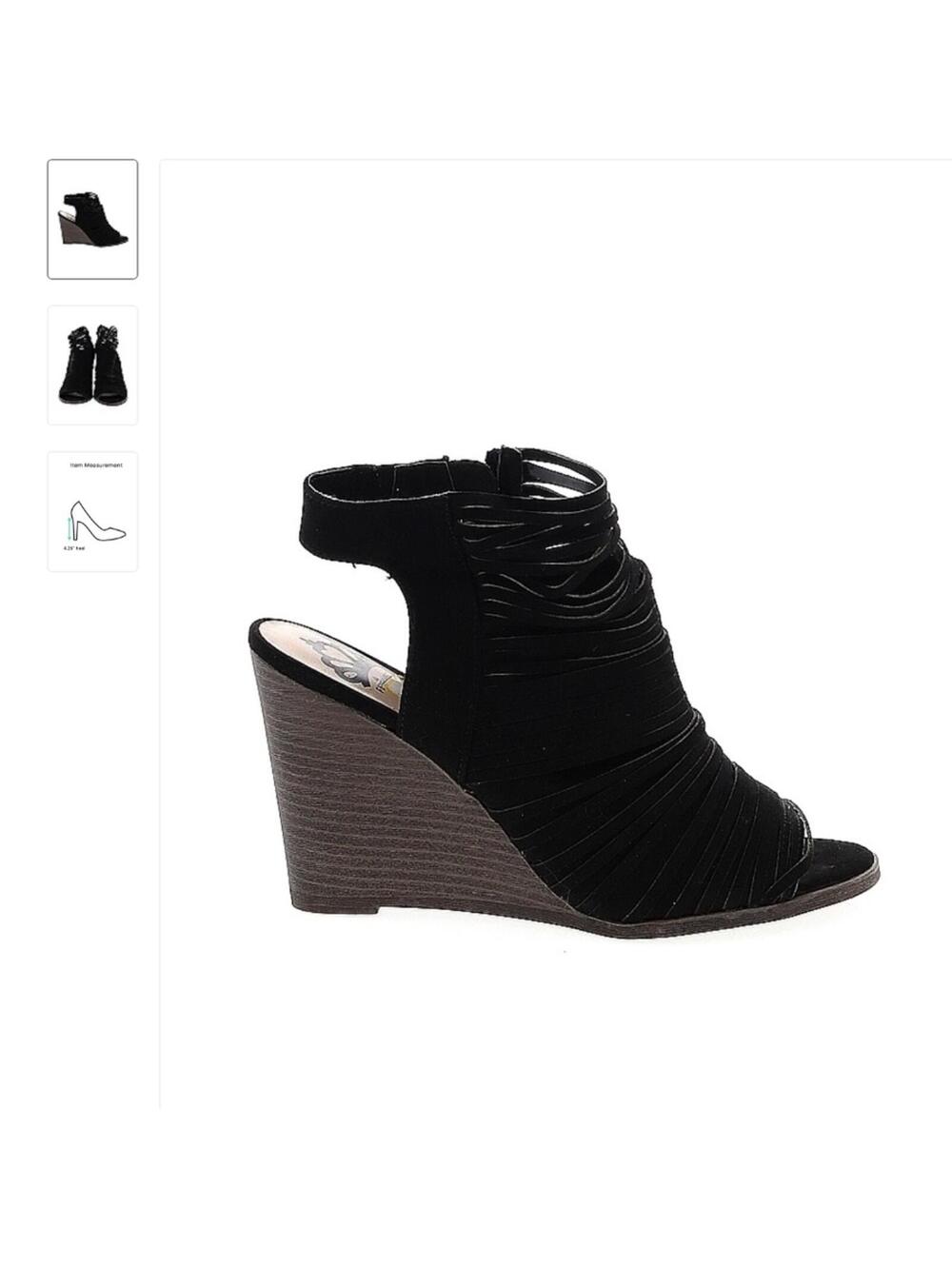 Fergalicious Black Peep Toe Wedge Heels - Sz 7.5